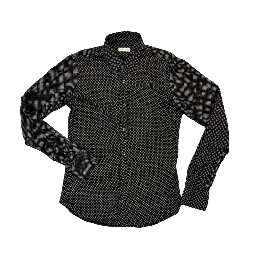 Dries Van Noten mens 46 S Small black geo print slim fit button up casual shirt